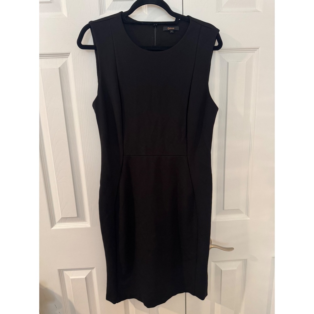 Quince Ultra-Stretch Ponte Sleeveless Dress Black Sheath size Large